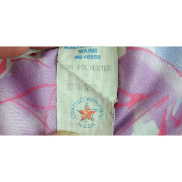 Vintage 70s Marti Petite Pastel Abstract Floral Button-Front Belted Day Dress - Picture 8 of 8